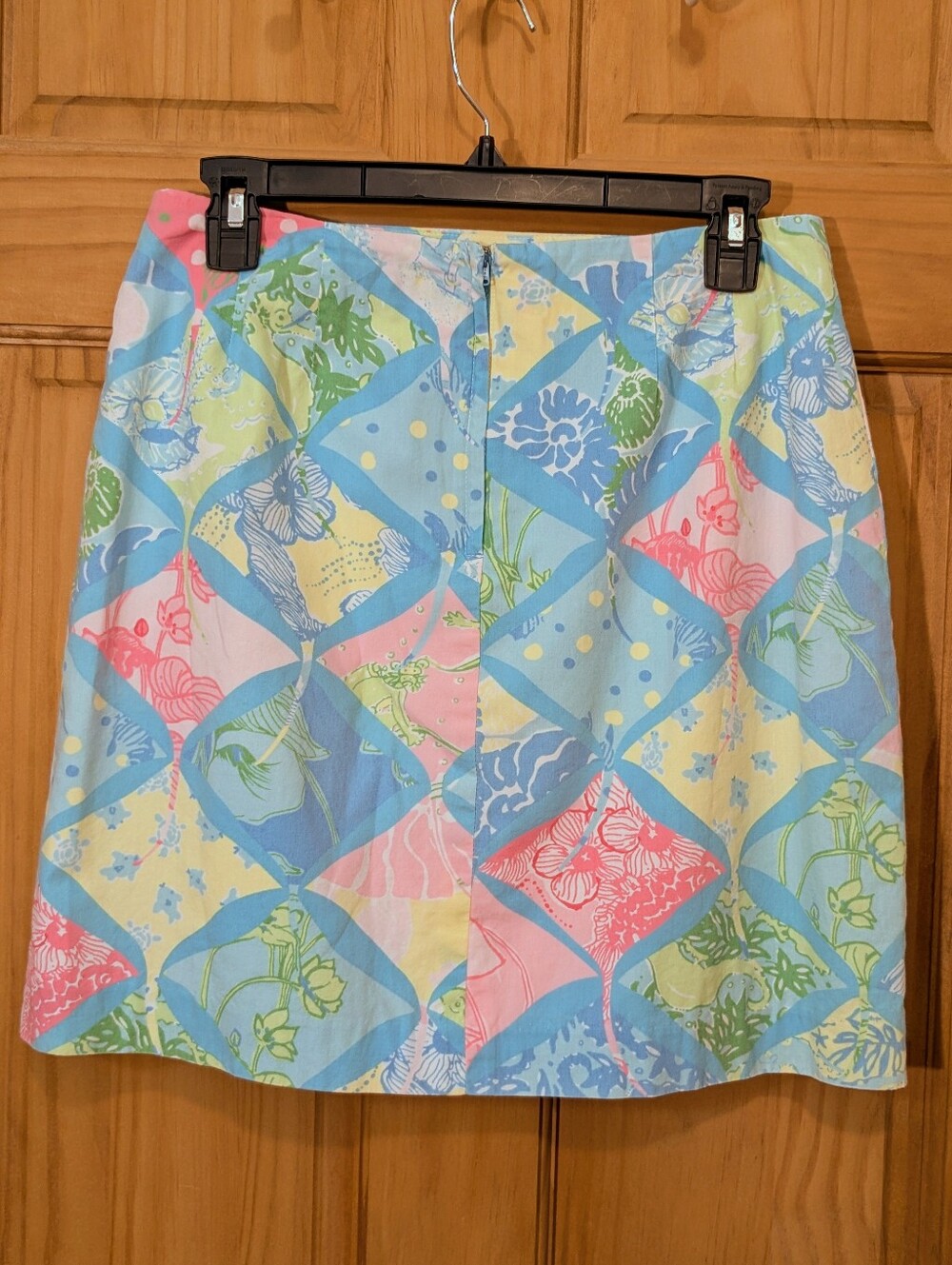 VTG Lilly Pulitzer Mini Skirt A-Line Floral Blue Yellow Cotton Sz 10 Y2K Resort - Picture 8 of 12